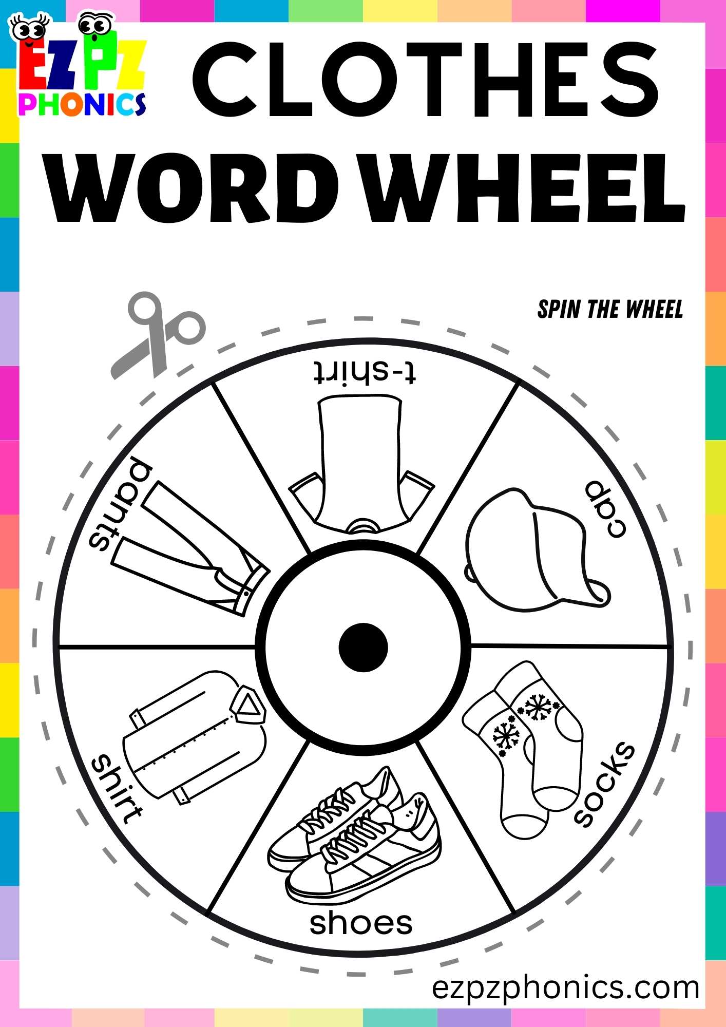 Clothes Coloring Word Wheel 